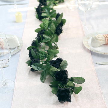 Add Elegance to Your Space with the Black Artificial Silk Rose Garland