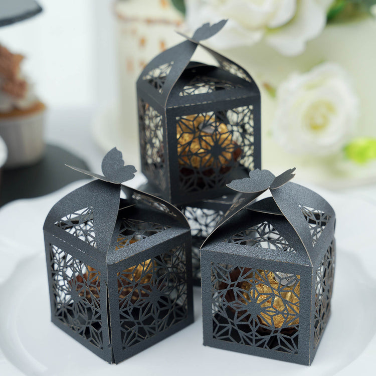 Black Butterfly Laser Cut Lace Gift Boxes 25 Pack Favor Gift