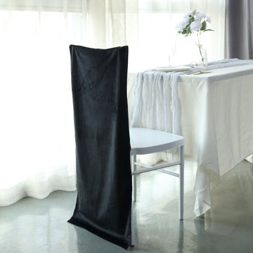 Black Buttery Soft Velvet Chiavari Chair Back Slipcover