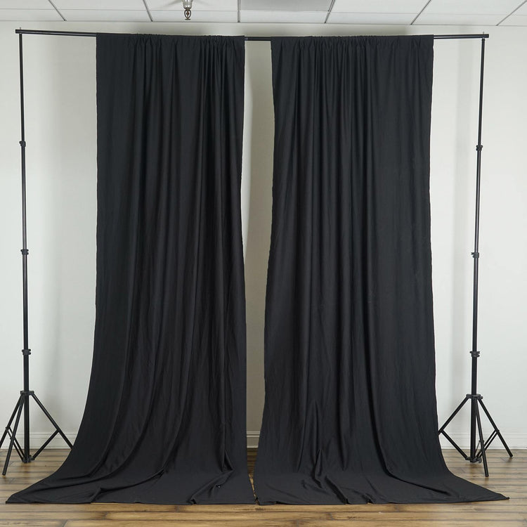 2 Pack Black Scuba Polyester Curtain Panel Inherently Flame Resistant Backdrops