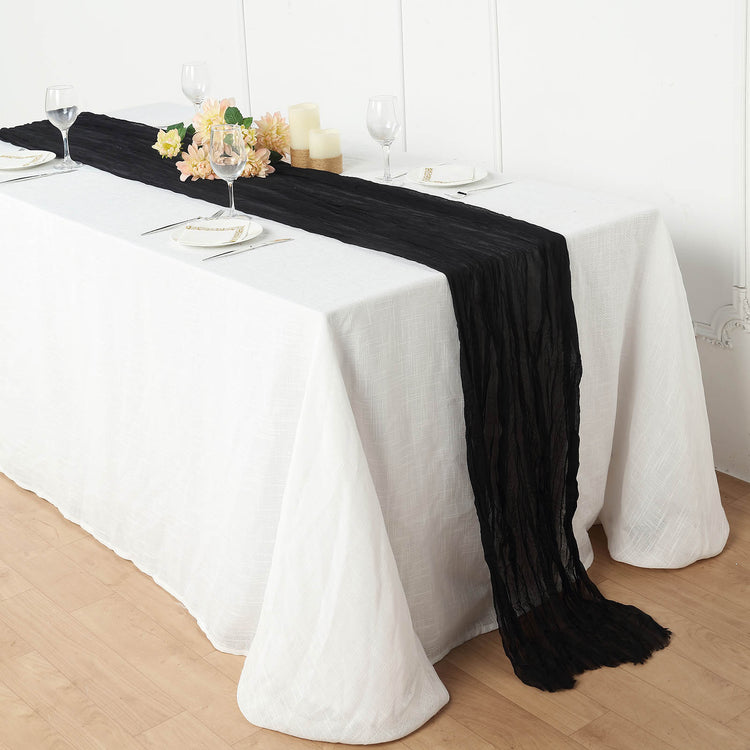 10 ft Black Cheesecloth Table Runner