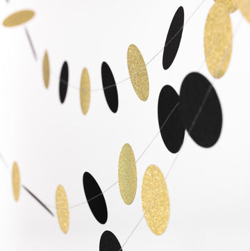 Add a Touch of Elegance with Black and Gold Circle Dot Party Paper Garland