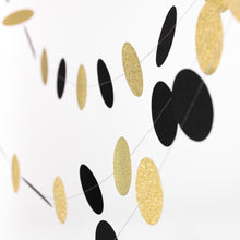 3 Pack 7.5 Feet Black & Gold Circle Dot Paper Hanging Garland Backdrop Streamer