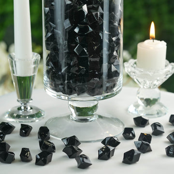 300 Pack Black Large Acrylic Ice Bead Vase Fillers, DIY Craft Crystals