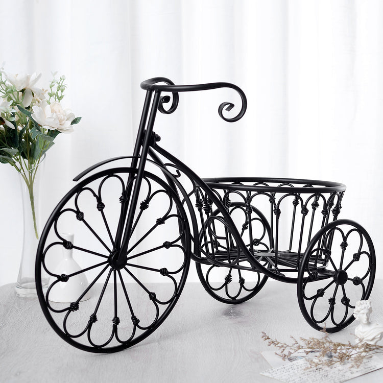 22 Inch Black Tricycle Planter Basket