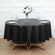 5 Pack Black Round Plastic Tablecloths, Waterproof Disposable Table Covers - 84inch