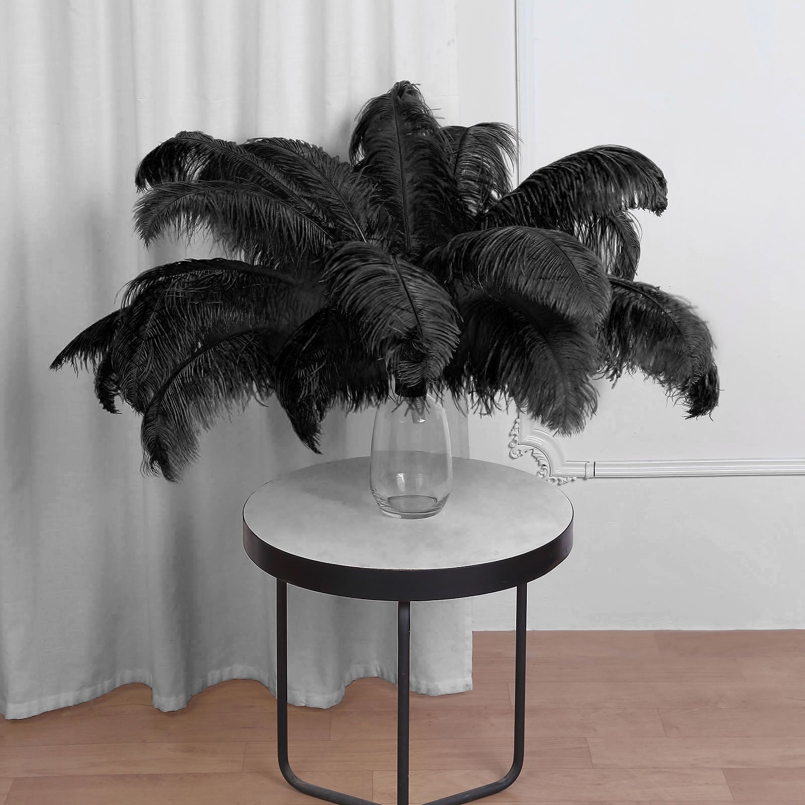 12 Pack | 13-15 Natural Plume Real Ostrich Feathers Vase Centerpiece -  Black