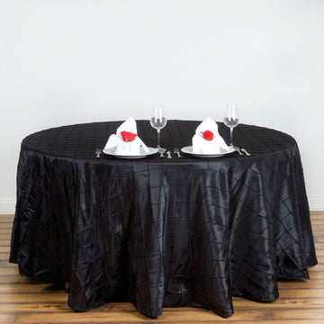 Black Pintuck Round Seamless Tablecloth 120"