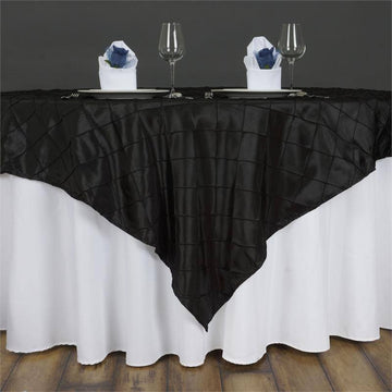 Black Pintuck Square Table Overlay Table Linen Decor - Clearance SALE 60"