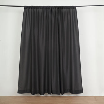 2 Pack Black Polyester Divider Backdrop Curtains With Rod Pockets, Event Drapery Panels 130GSM - 10ftx8ft