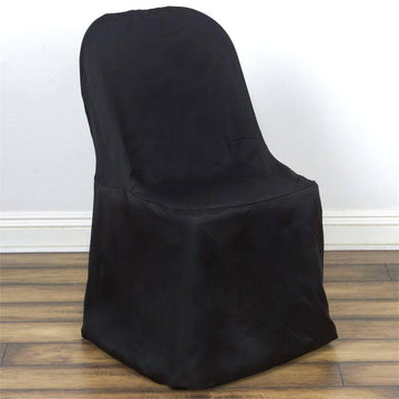 Black Polyester Folding Flat Chair Cover, Reusable Stain Resistant Chair Cover