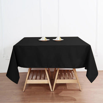 Elevate Your Event with the Black Premium Seamless Polyester Square Tablecloth
