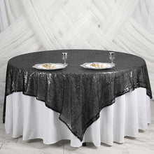 90 Inch x 90 Inch Black Premium Sequin Square Sparkly Table Overlay