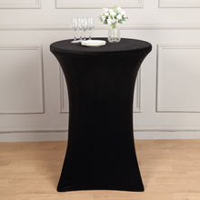 Black Spandex Fit Cocktail Tablecloth in Premium Smooth Velvet Material with Foot Pockets 