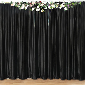 Black Premium Velvet Backdrop Stand Curtain Panel, Privacy Drape with Rod Pocket 8ft