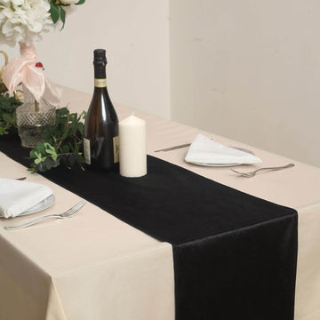 Black Premium Velvet Table Runner 12"x108"