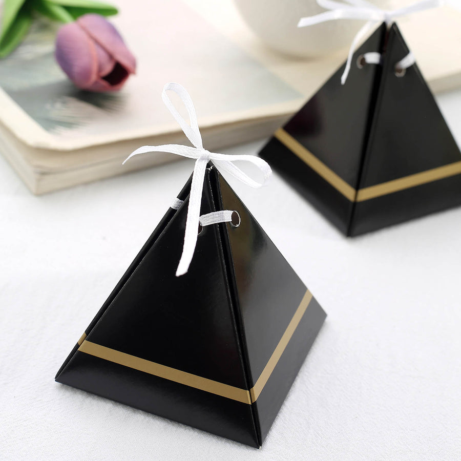 Black Pyramid Shaped Candy Gift Favor Box 25 Pack