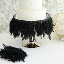 39 Inch Black Real Turkey Feather Fringe Trim with Satin Ribbon Tape