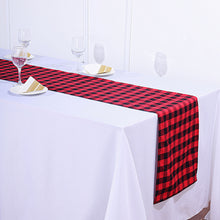 Black and Red Checkered Table Runner Buffalo Plaid Gingham Polyester