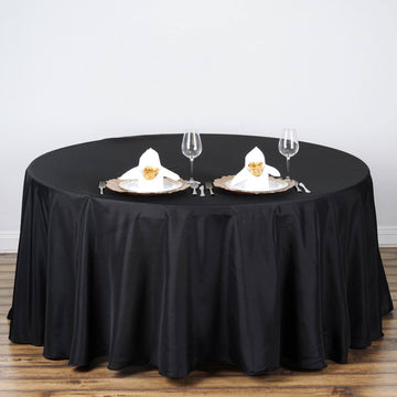 Black Seamless Polyester Round Tablecloth 108"