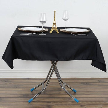 Black Seamless Premium Polyester Square Tablecloth 220GSM 54"x54"