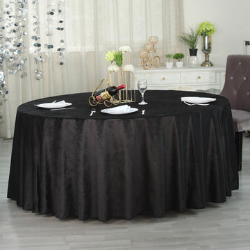 Black Seamless Premium Velvet Round Tablecloth, Reusable Linen 120"