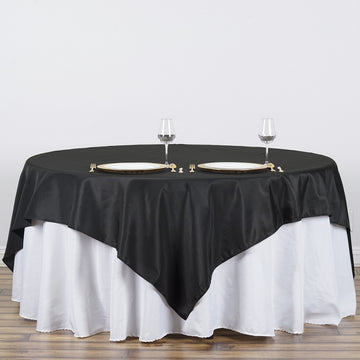Black Seamless Square Polyester Table Overlay 90"x90"