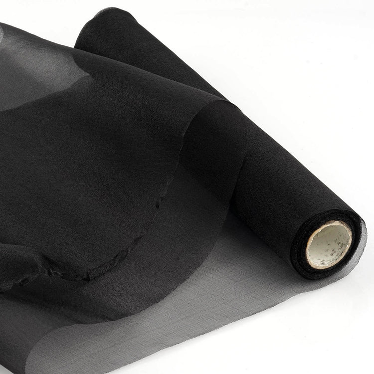 12inch  x 10yd | Black Sheer Chiffon Fabric Bolt, DIY Voile Drapery Fabric