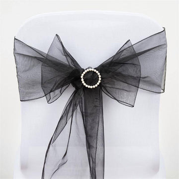 Enhance Your Event Decor with Black Sheer Organza Chair Sashes