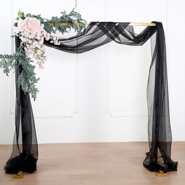 18ft Black Sheer Organza Wedding Arch Drapery Fabric, Window Scarf Valance