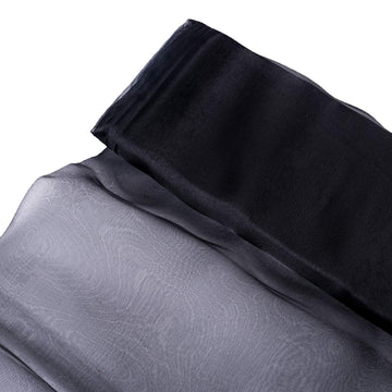 Black Solid Sheer Chiffon Fabric Bolt: Elegant and Versatile
