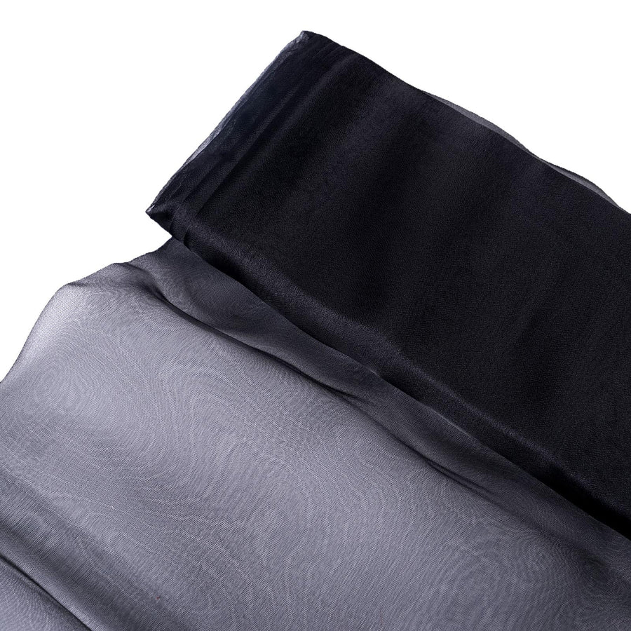 54inch x 10yards | Black Solid Sheer Chiffon Fabric Bolt, DIY Voile Drapery Fabric#whtbkgd