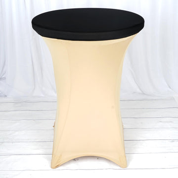 Black Spandex Cocktail Table Top Stretch Cover