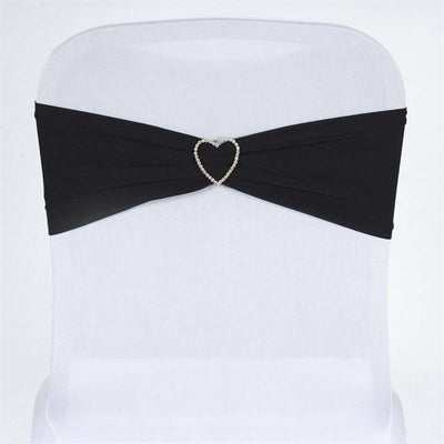 Black chair sash with heart-shaped rhinestone buckle
