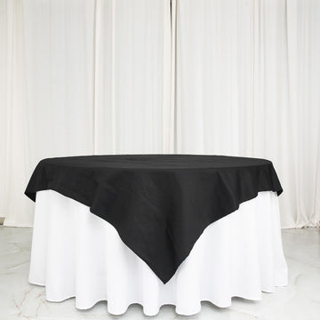 Black Square 100% Cotton Linen Seamless Table Overlay 70"