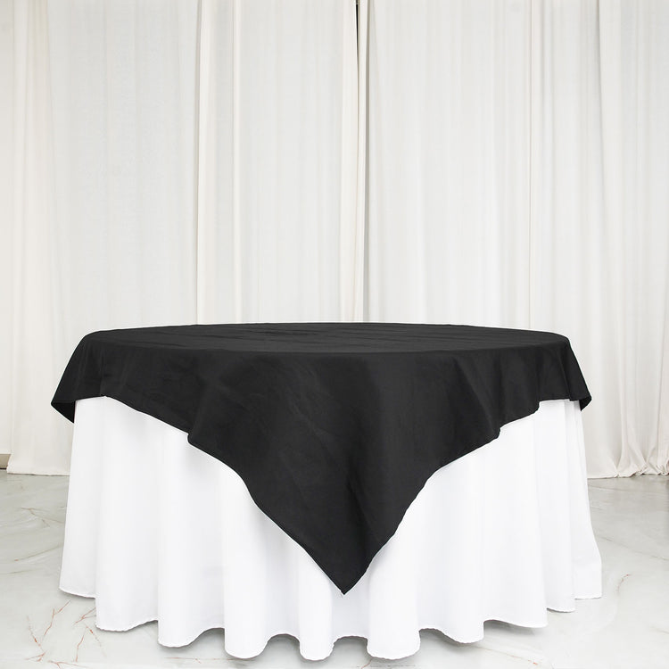 70 Inch Black Square 100% Cotton Linen Washable Table Overlay