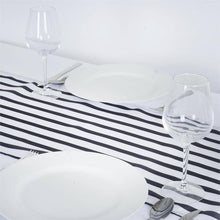 Black & White Stripes Satin Table Runner 12 Inch x 108 Inch