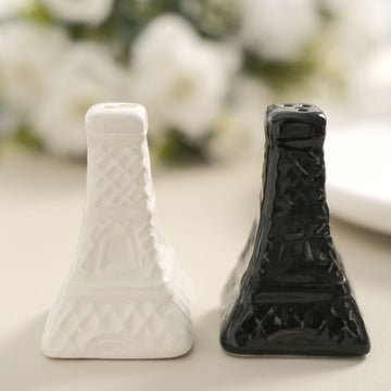 3" Black/White Salt And Pepper Shakers Gift Box Vintage Party Favors Pre-Packed With Thank You Tag
