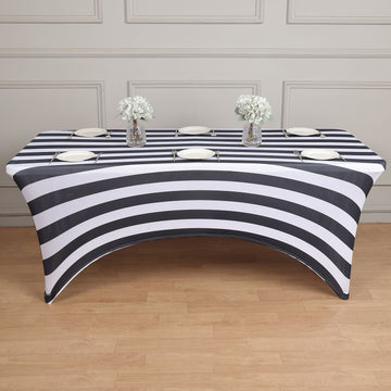 Black / White Spandex Stretch Fitted Rectangular Tablecloth 6ft