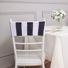 5 Pack Black and White Stripe Spandex Fit Chair Sashes 5 Inch x 14 Inch