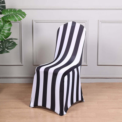 Black and white striped chair cover with sleek design
