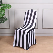 Black and White 2inch Striped Spandex Stretch Fitted Banquet Chair Cover