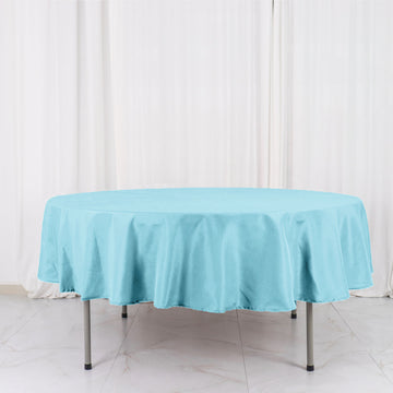 Blue Seamless Polyester Round Tablecloth 90"