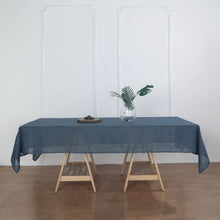 60 Inch x 102 Inch Rectangular Tablecloth In Blue Linen With Slubby Texture
