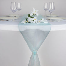 14 Inch x 108 Inch Organza Blue Table Top Runner#whtbkgd