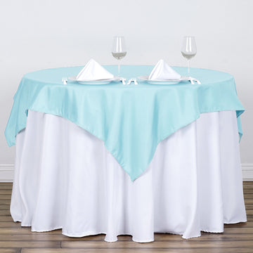 Blue Square Seamless Polyester Table Overlay 54"x54"