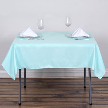 Add Elegance to Your Event with the Blue Square Seamless Polyester Tablecloth 54"x54"