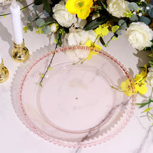 Six Pack 12 Inch Blush And Clear Beaded Rim Acrylic Round Charger Plates