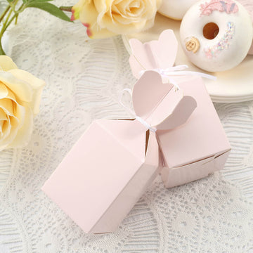 25 Pack Blush Floral Top Satin Ribbon Party Favor Candy Gift Boxes