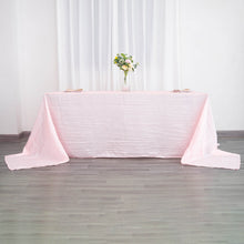90 Inch By 156 Inch Blush Rose Gold Accordion Crinkle Taffeta Rectangular Tablecloth